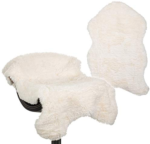 Brandsseller Teppich 60 x 90 cm Lammfelloptik Kunstfell Fellimitat Langflorteppich Lammfellauflage Schaffellimitat - Creme