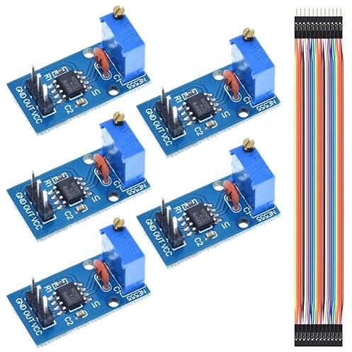 Youmile Paquete de 5 NE555 Generador de pulsos Módulo de salida de un solo canal de frecuencia ajustable para Arduino Smart Car con cable Dupont