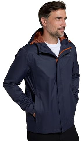 Mountain Warehouse Torrent Mens Waterproof Rain Jacket - Waterproof & Lightweight Raincoat with Taped Seams, Zipped Pockets - For Spring Summer Travelling & Outdoors Dark Blue 2XL