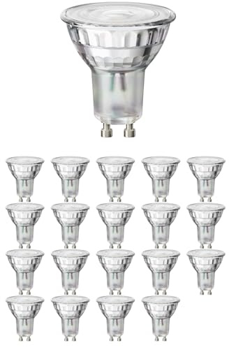 ledscom.de 20 Stück GU10 LED Leuchtmittel, PAR16, warmweiß (2700 K), 5,4 W, 510lm, 45°, Reflektorspiegel (silber)