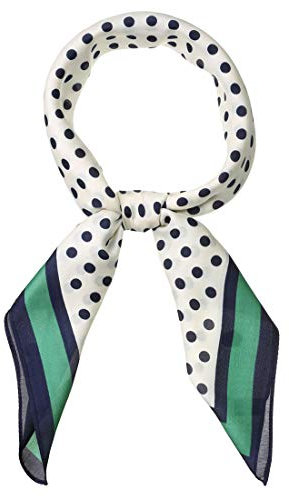 sourcing map 70cm Pois Carré Foulard Foulards Bandeau pour Femmes Bleu Marine Vert 70 * 70 cm / 27,56 * 27,56 pouces (L * W)