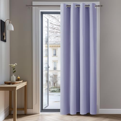 Deconovo Thermal Blackout Curtain Indoor Thermal Insulated Kitchen Curtains Eyelet Modern Home 52x96 Inch Light Purple