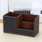 PU Büro-Organizer, multifunktionaler Stifthalter, 3 Fächer, Aufbewahrungsbox, Halter, Leder, Schreibtisch-Organizer, Handy, Bürobedarf, Halter (braun)