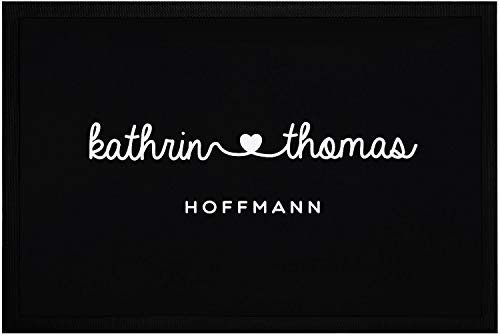 SpecialMe® Fußmatte mit Vornamen Familienname Herz Nachname personalisierbar rutschfest & waschbar weiß 60x40cm