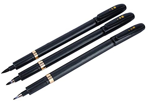 3 Pièces Stylo de Calligraphie Chinois Japonais Calligraphie Shodo Pinceau Stylo à Encre Ensemble de Calligraphie pour Débutants Pinceau Stylos