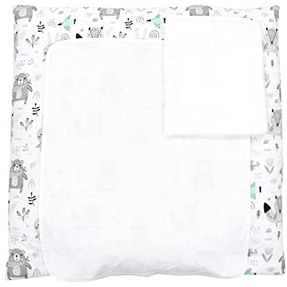 TupTam Baby Wickelauflage inkl. 2 Frotteebezügen ANK019, Farbe: Bären/Füchse/Mint, Größe: 75 x 85 cm