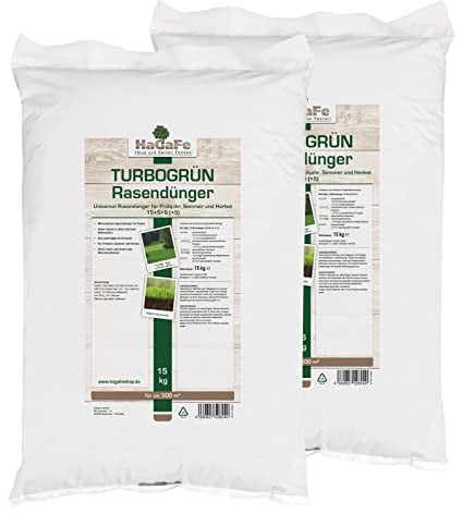 HaGaFe TURBOGRÜN Rasendünger Universaldünger Dünger für Frühjahr, Sommer und Herbst (30 kg (2 x 15 kg))