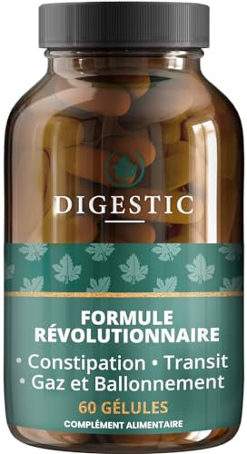 Digestic - Laxatif contre la constipation, ramollit les selles, 100% naturel, 60 capsules, Nettoie, Detox purifie le colon, Soulage les ballonnements et les gaz.