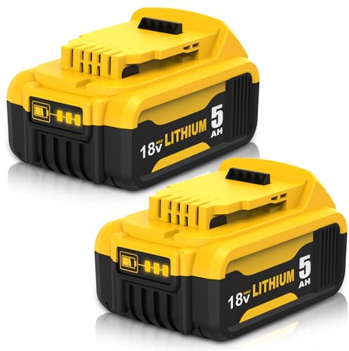 Powayup 2Pièces Rechange Batterie pour Dewalt 18V 5Ah DCB184 DCB180 DCB181 DCB182 DCB200 DCB201-2 DCB200-2 DCB204-2 DCB205-2 Compatible avec Les Outils électriques