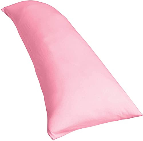 Traumreiter Seitenschläferkissen mit Bezug Baumwolle, orthopädisches Memory Foam Kissen Visco für Seitenschläfer, ca. 140x40 langes Lagerungskissen Erwachsene Side Sleeper Body Pillow (Pink)
