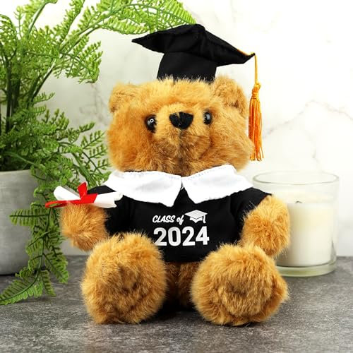eBuyGB Graduation Bear with Gown, Hat & Diploma, Class of 2024 Plush Soft 9 Teddy Bear, University Graduate, Congraulations Gift for Him/Her