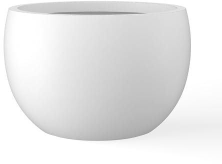 Kante Fioriera rotonda in cemento, bianco puro, diametro 50,5 cm