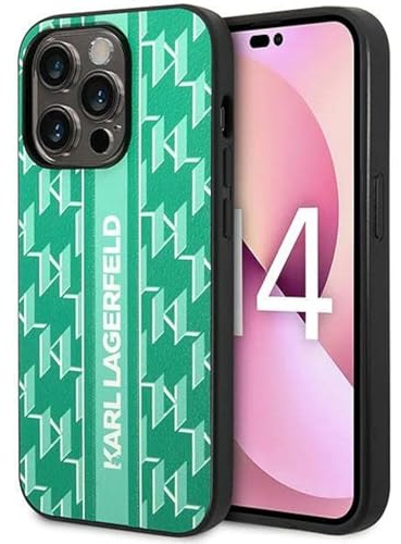 Karl Lagerfeld KLHCP14XPGKLSKN hülle für iPhone 14 Pro Max 6,7 hardcase grün/Green Monogram Stripe
