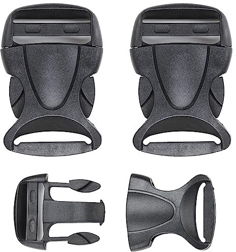 Steckschnallen für Gurtbänder, Größe 38 mm, 2 Stück, in Schwarz, aus Hartplastik, Steckschnallen-Klickverschluss, Ersatz Steckverschluss, Schnalle Reparatur, Rucksack Gurtschnalle, Steckschließe Gurt