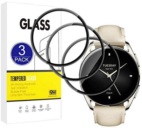 X-Dision [3 Pack] Screen Protector Compatible with Xiaomi Mi Watch S2 42MM,[Scratch Resistant, High Definition][3D Curved Full Cover] Protector for Xiaomi Mi Watch S2 42MM