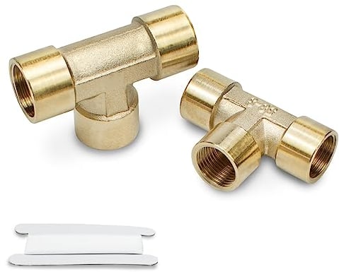 Bwintech 2 Pcs 1/8 Female BSP Thread Brass 3 Way Connector Tee Female Pipe Fittings