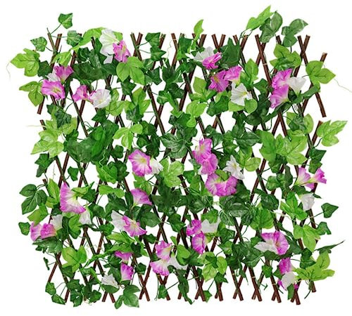 Eivdru Clôture Artificielle de Feuilles de Lierre, Clôture de Confidentialité, Clôture De Haie Artificielle Extensible, Treillis de Jardin Extensible, Écran de Clôture de Jardin Cour Arrière Balcon