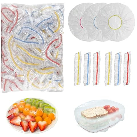 CLDURHGE Copertura per Alimenti in plastica 300 Pezzi Sacchetti per Alimenti freschi Copertura per Alimenti riutilizzabili per Sacchetti Elastici per Alimenti freschi
