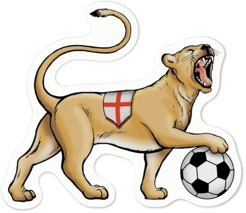 Azeeda 'England Lioness Football' Sticker - White, 10cm (DW00091565) | Waterproof Permanent Vinyl Decal for Cars, Windows and Bins