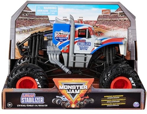 Monster Jam, Camión Monstruo estabilizador Oficial Lucas, vehículo Fundido a presión coleccionista, Escala 1:24, Juguetes para niños y niñas de 3 años en adelante