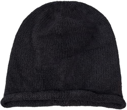 styleBREAKER Unisex Oversize Strick Beanie Mütze mit Rollrand, Warme Winter Strickmütze Einfarbig, Loose fit 04024207, Farbe:Schwarz