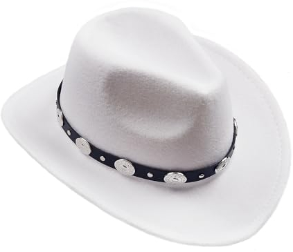 keland Filz Cowboy Hut Cowgirl Hut Westernhut Western Hut für Frauen Männer (Weiß)