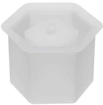 PATIKIL Silicone Hexagon Flower Pot Mold for DIY Succulent and Candle Holder, White Desktop Decor