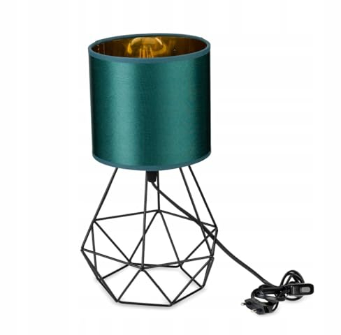 FKL DESIGN Home Deco Tischlampe Schwarz Grün-Gold Tischleuchte industrial style, retro, vintage 1 flammmig Wohnzimmerlampe Industrie E27 Schlafzimmerlampe Inca