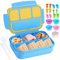 shell and turtle Bento Box für Kinder Mädchen Jungen, Bento Box Erwachsene Lunchbox mit 4 Fächern, Lunchbehälter mit Utensilien, Saucenglas, Muffineinlagen für Schule, 1,2 l / 5 Tassen, Blau