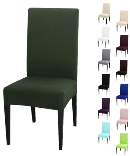 eventkauf Stuhlhussen Stretch elastischer Stuhlüberzug Esszimmer Stuhlbezug Dehnbar Hochzeit Hussen bi-Elastic Spannbezug, 1 Stück (Olivgrün)