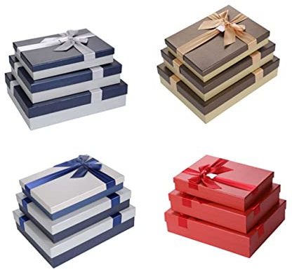 PartyKindom 3stücke Geschenkboxen Rechteckige Kartonverpackung Für Kleidung Schals Und Bücher Stilvolle Geschenkverpackung Mit Grauem Deckel Und Stabil Für Geburtstage Und Besondere