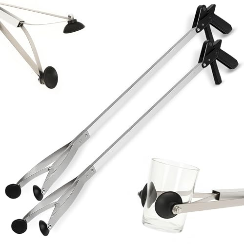 Suction Cup Grabber Reacher 32 - Elderly Grab It Reaching Pickup Tool Heavy Duty for Seniors - Trash, Sticks, Litter Picker Upper - Extra Long Reach Handle & Handy Extension Arm Claw (2), Grey