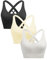 ANGOOL Sport BH Damen ohne Bügel Push Up BH Starker Halt Sport Bustier Damen Gepolstert Crossback Seamless Yoga Joggen Gym Sports Bra, Schwarz+Vanille+Weiß, L