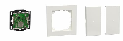 Schneider Electric Merten MEG5001-0300 Wiser Funktaster System M Polarweiß glänzend, MEG4010-3619 Rahmen System M-Pure, MEG5220-0319 Wippe ohne Bedruckung 2-fach
