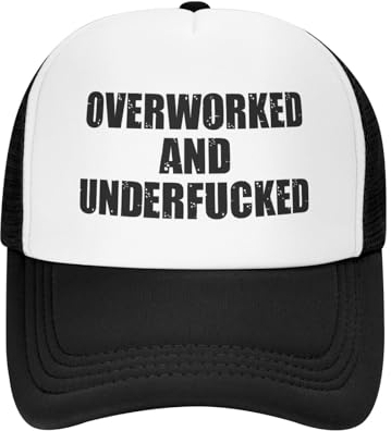 Fourffbgo Over-Worked and Underfucked Mesh Hat Men Women Baseball Cap Funny Trucker Hat, Schwarz , One size