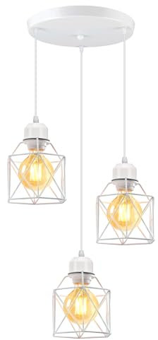 PETITES ECREVISSES 3 flammig Pendelleuchte Industrielle Vintage Hängeleuchte E27 Deckenleuchter mit Sechseck Design Lampe aus Eisen 160MM Pendellampe für Wohnzimmer Esstisch Küche