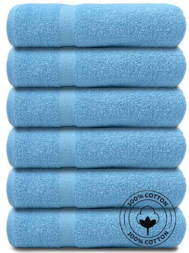 ARC HOME Paquete de 6 toallas de baño de 24 x 48 pulgadas, 100 % algodón, toallas para baño, secado rápido, toallas de hotel, piscina, gimnasio para spa, ligeras para uso diario, toallas grandes,