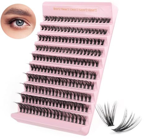 Sixstarhair Extension de Cils Faux Cils Individuel 40D Cluster Lashes DIY Faux Cils Volume Russe DIY Cils à la Maison Individuels Bouquet Effet (Mix 8-16mm)