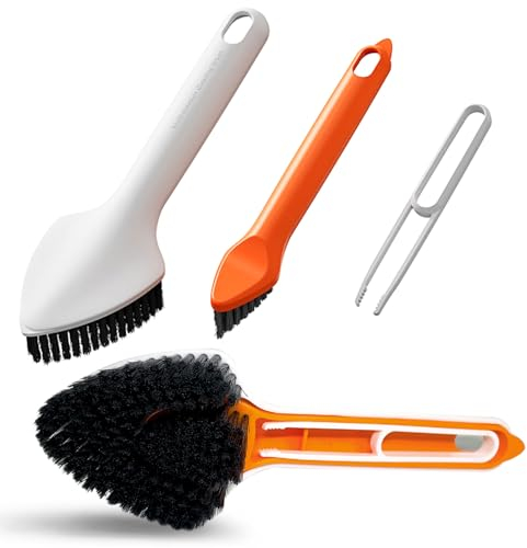 LYINUR 3 in 1 Cleaning Brush, Scrubbing Brush, Crevice Cleaning Brushes for Gap Groove Small Spaces, Shower Cleaning Brush Grout Cleaner Tool, Hard Bristle Brush for Floor Bathroom Kitchen Window
