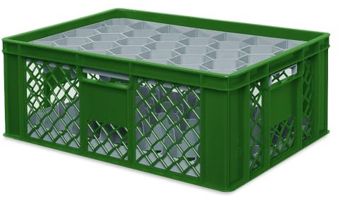 BRB Gläserkiste 600x400 mm für 15, 24, 33 oder 40 Gläser, farbig (Grün, für 33 Gläser Ø 75 mm, Glashöhe max 205 mm)