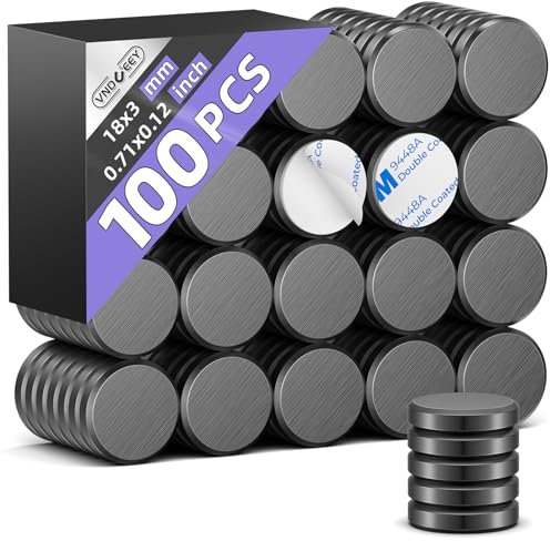 VNDUEEY 100 Stück Keramikmagnete 18x3mm – Starke schwarze Magnete für Whiteboard, Kühlschrank, Pinnwand & DIY-Projekte