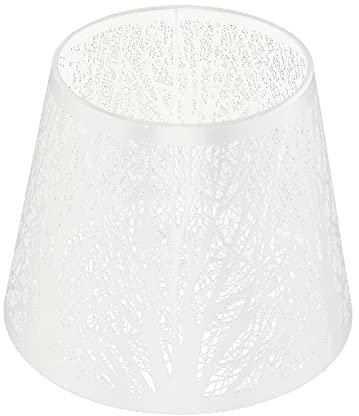 Schmiedeeisen-Lampenschirm, Geschnitzter Waldbaum, E27-Mini-Lampenschirm für Tischlampe, Schlafzimmer, Nachttisch-Dekoration (Weiß)