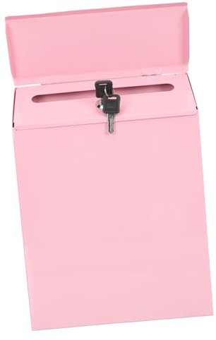 NESTINGHO Kasten Briefkasten mit Schließfach Briefeinwurfetui Geld Postmount-Mailbox wandmontierte Briefkästen Topper heim büro zubehör Mail-Zubehör Briefversorgung Wohnaccessoire Eisen Rosa
