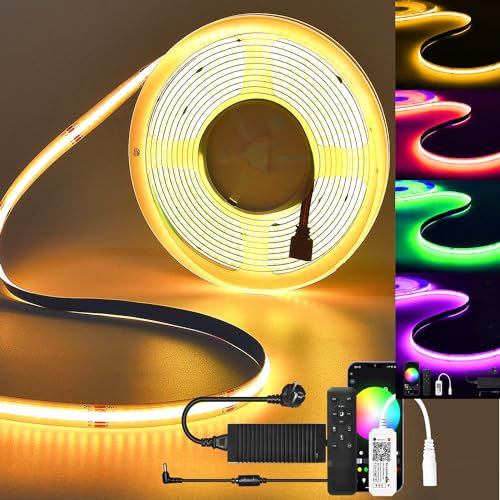 SUBOSI 10M WIFI COB RGBW+Warmweiß 24V Intelligent LED Streifen Strip Lichterkette 672LEDs/M 6720LEDs LED Band Lichtleiste Arbeitet mit Google Assistant/Alexa