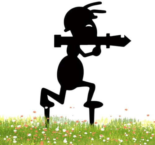 Dekorative Gartenpfähle, Deko-Pflanzenpfähle für Topfpflanzen - Ameisen Deko Ornamente aus Metall mit Dekoeinsatz für Topfpflanzen - Rasen-Deko Pfähle