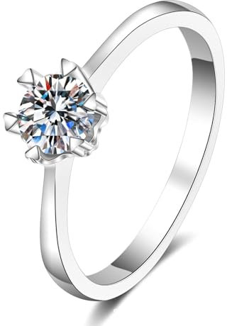 Stfery Ring Damen Weißgold Matt 2ct Weiß Rundschliff Labor Angebauter Diamant 18 Karat Trauringe Damen