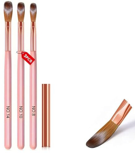 3 Pcs Acrylic Nail Brush Set for Acrylic Powder & Gel Nails – Professional Nail Art Brushes for Sculpting, Detailing, and Design