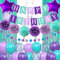 Nacori Meerjungfrau Geburtstag Deko Mädchen Frauen: Lila Grün Türkis Luftballons Happy Birthday Banner Girlande Lametta Vorhang für Geburtstag Party Deko