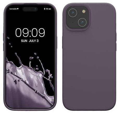 kwmobile Cover per Apple iPhone 15 Custodia - Back Case Antiurto Bordo Rialzato - in Silicone TPU Flessibile - Iris pallido