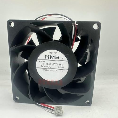 80mm PC Case Fan, Quiet Cooling Fan double ball bearing 3115RL-05W-B69 8038 24V 0.50A 3-wire for Gaming PC/Computer Case inverter fan